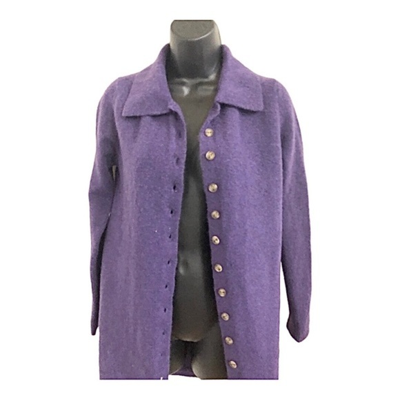 Zara purple knit fuzzy button down long cardigan jacket size medium brand new - Picture 6 of 16